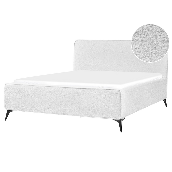 Beliani - VALOGNES - Bed - Gebroken wit - 160 x 200 cm - Bouclé