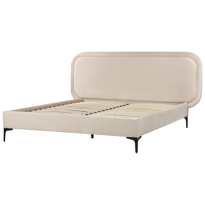 Beliani-SUZETTE-Tweepersoonsbed-Lichtbeige-160 x 200 cm-Polyester