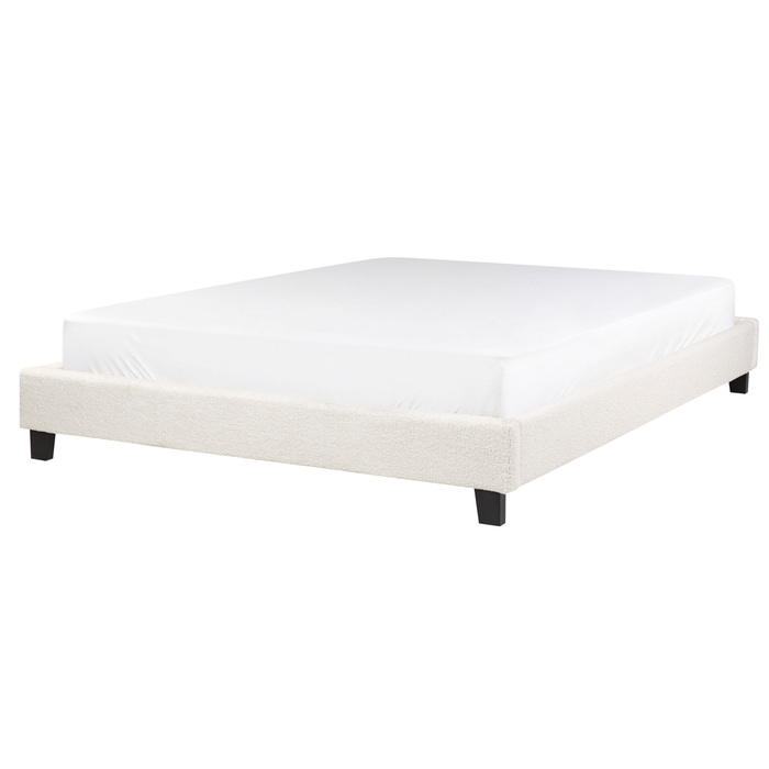 Beliani-ROANNE -Tweepersoonsbed-Lichtbeige-160 x 200 cm-Bouclé