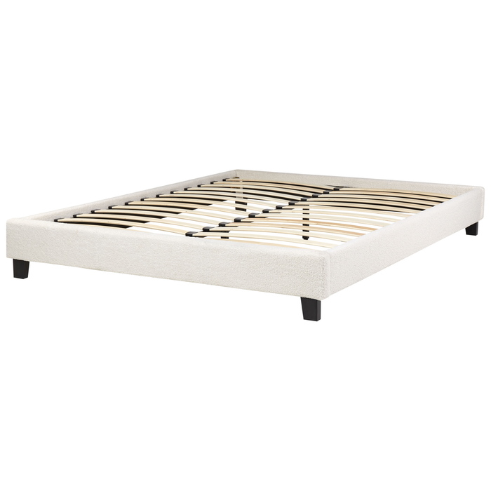 Beliani-ROANNE -Tweepersoonsbed-Lichtbeige-160 x 200 cm-Bouclé