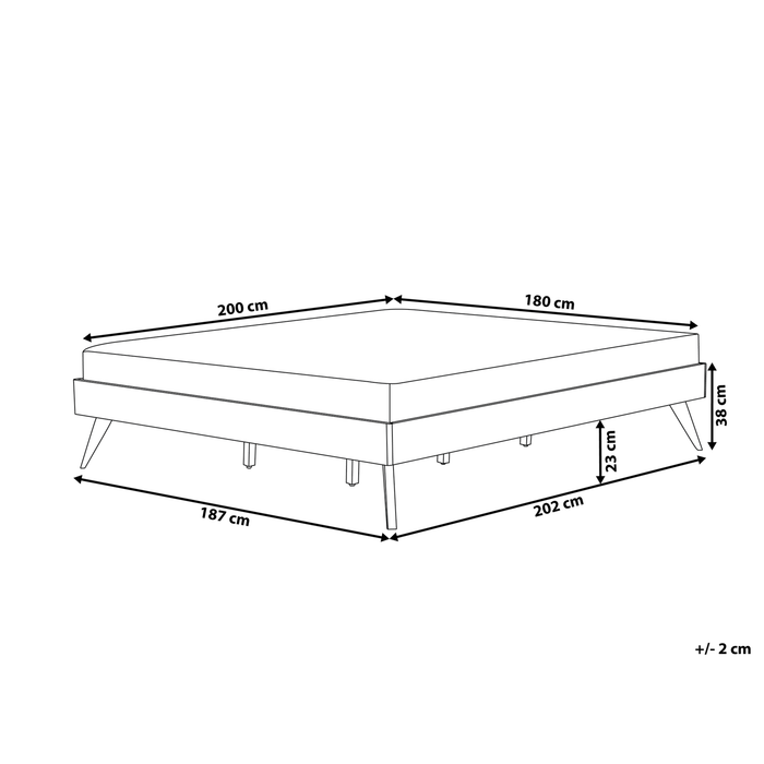 Beliani - BERRIC - Tweepersoonsbed - Lichthout - 180 x 200 cm - MDF