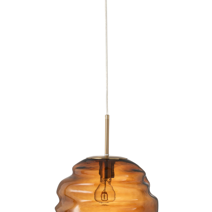 J-Line - Hanglamp Glas Bruin - 30x30x34cm