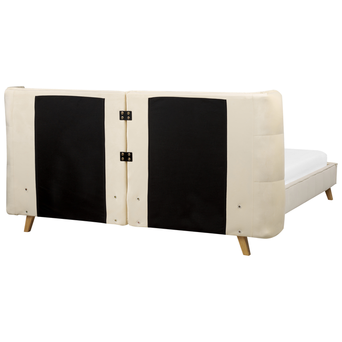 Beliani-SENLIS -Tweepersoonsbed-Lichtbeige-160 x 200 cm-Fluweel