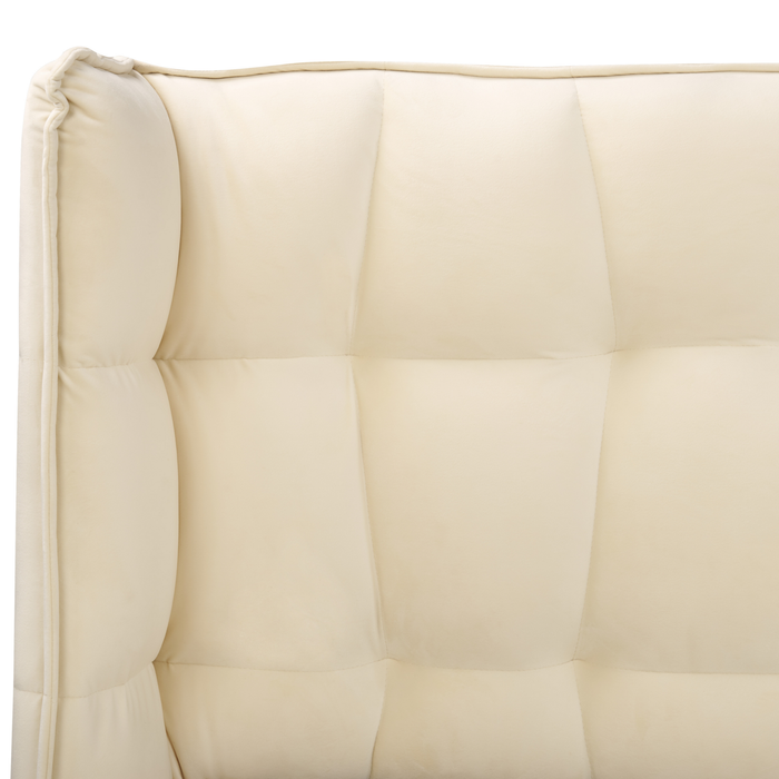Beliani-SENLIS -Tweepersoonsbed-Lichtbeige-160 x 200 cm-Fluweel