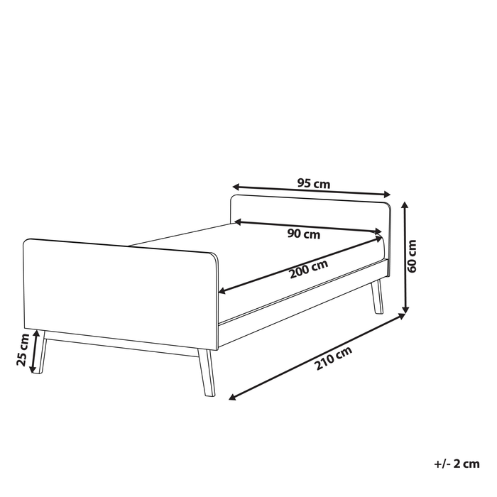 Beliani-BONNAC-Eenpersoonsbed-Lichtblauw-90 x 200 cm-Dennenhout