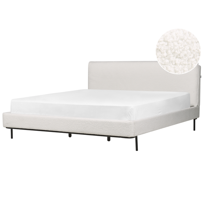 Beliani-CORIO-Tweepersoonsbed-Gebroken wit-180 x 200 cm-Bouclé