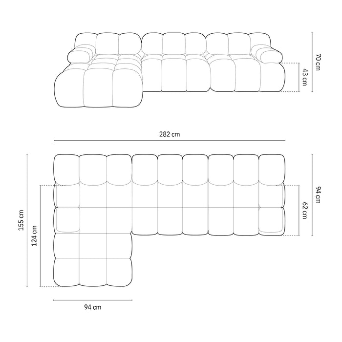 Milo Casa Tropea Modulaire Hoekbank 4-zits - Links - Flessengroen