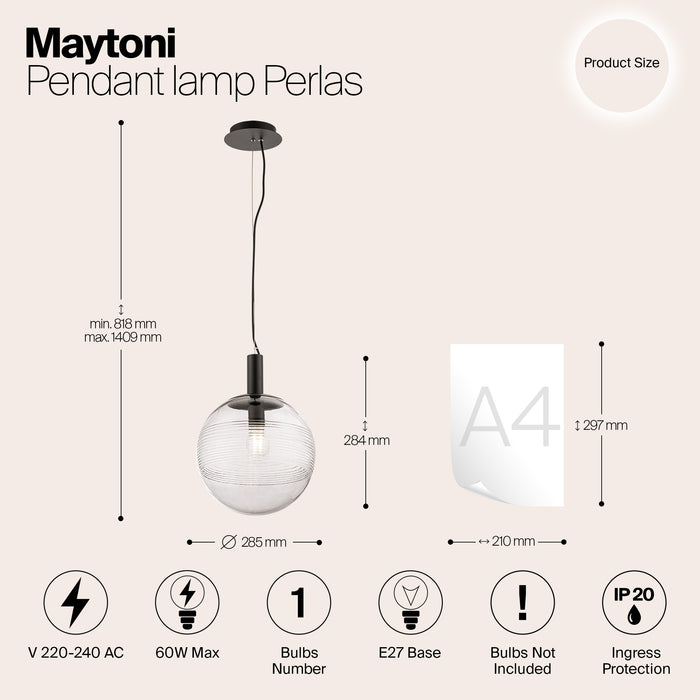 Maytoni - Hanglamp Perlas - Zwart - Ø28,5