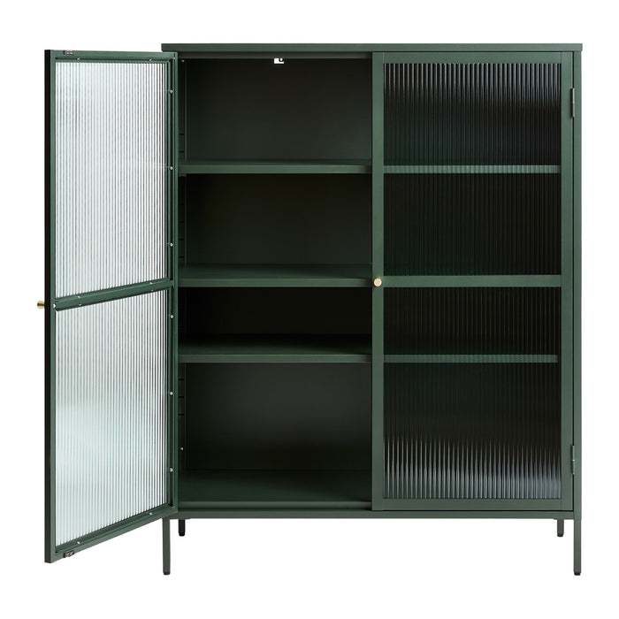 by fonQ Opal Vitrinekast - H 140 cm - Olijfgroen