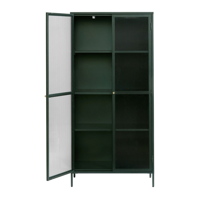 by fonQ Opal Vitrinekast - H 190 cm - Olijfgroen