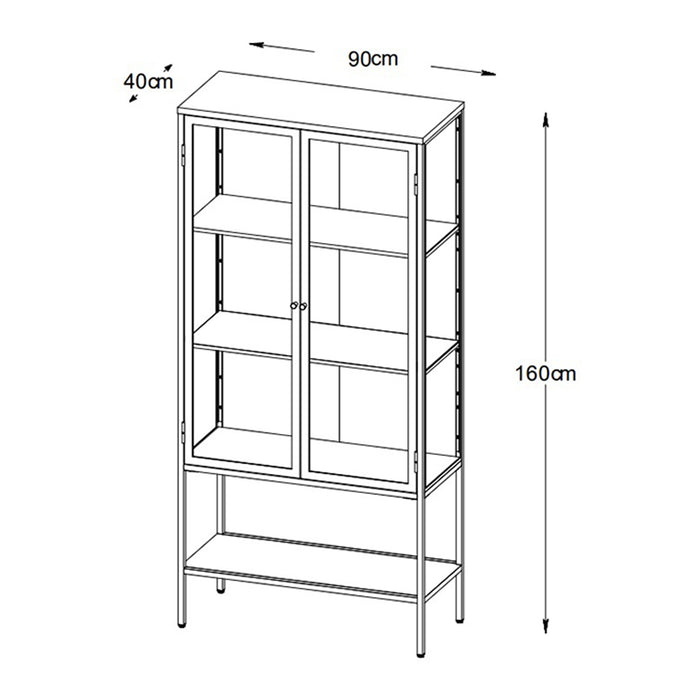 by fonQ Fort Vitrinekast - H 160 cm - Zwart