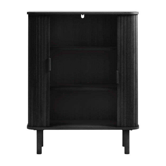 by fonQ Splinted Opbergkast - Zwart Eiken