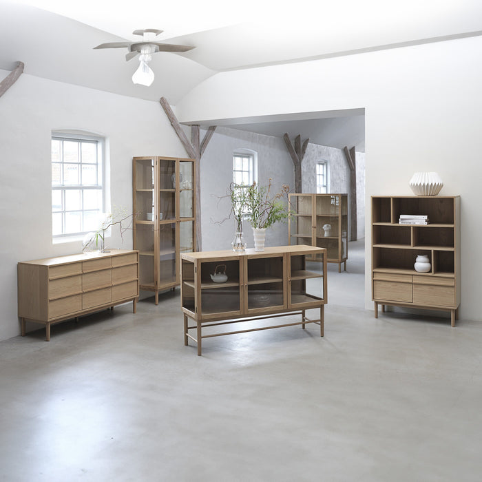by fonQ Fika Vitrinekast - H 140 cm - Naturel Eiken
