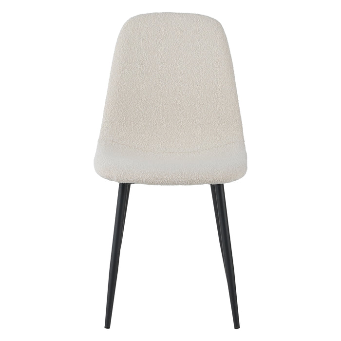 by fonQ basic Sweep Eetkamerstoel Bouclé - Set van 4 - Crème