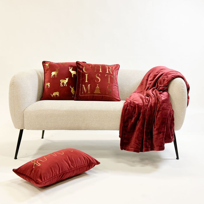 Deer - Kerst kussenhoezen - 45x45 cm, rood