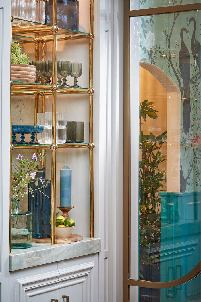 Mica Decorations Guan Glazen Fles - H40 x Ø15 cm - Blauw