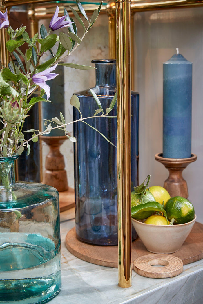 Mica Decorations Guan Glazen Fles - H40 x Ø15 cm - Blauw