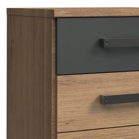 Nachtkastje Stratum Antraciet|Grijs|Hout - Eiken|Hout - Naturel