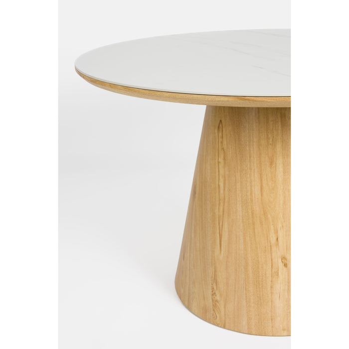 Housecraft Living Almira Eettafel Rond 115 cm Hout Wit| Bruin