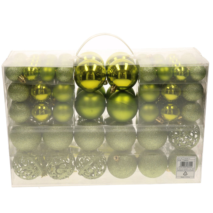 Bellatio decorations Kerstballen - 100x - lime groen - kunststof