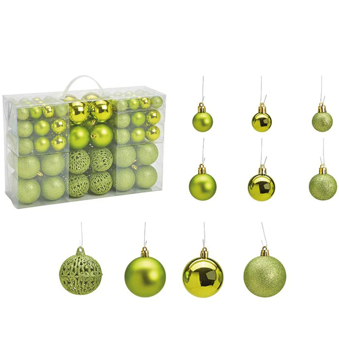 Bellatio decorations Kerstballen - 100x - lime groen - kunststof