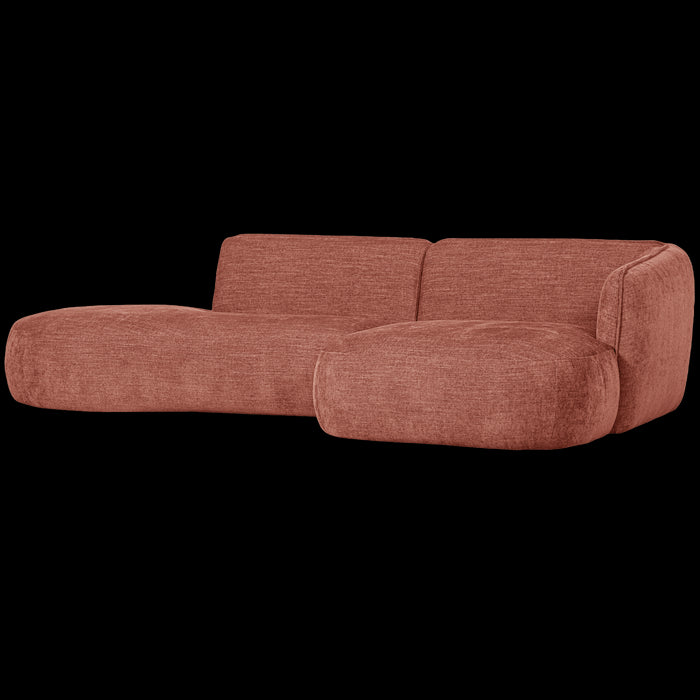 WOOOD Polly Chaise Longue Rechts - Polyester - Roze - 71x258x105|150
