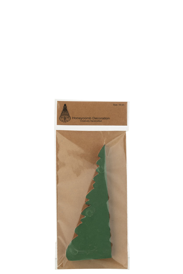 J-Line hanger kerstboom - papier - donnkergroen|koper - smal