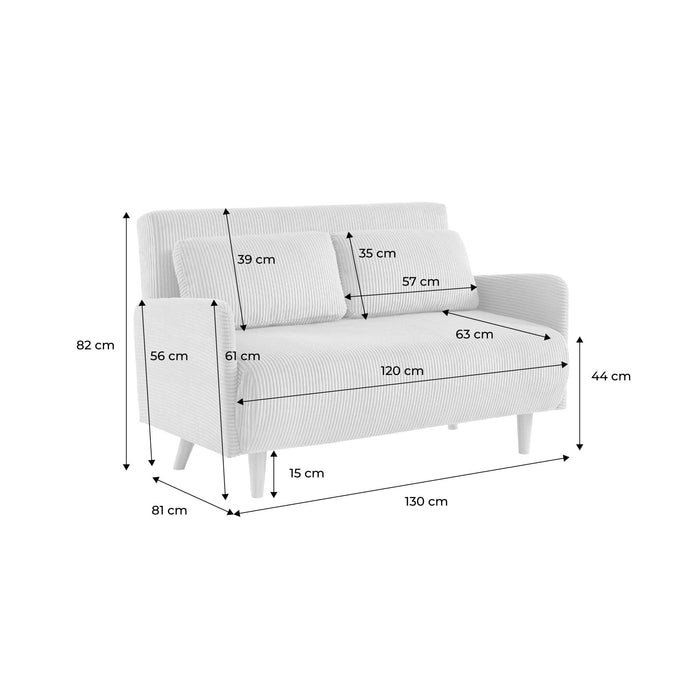 sweeek - 2-zits slaapbank met houten poten