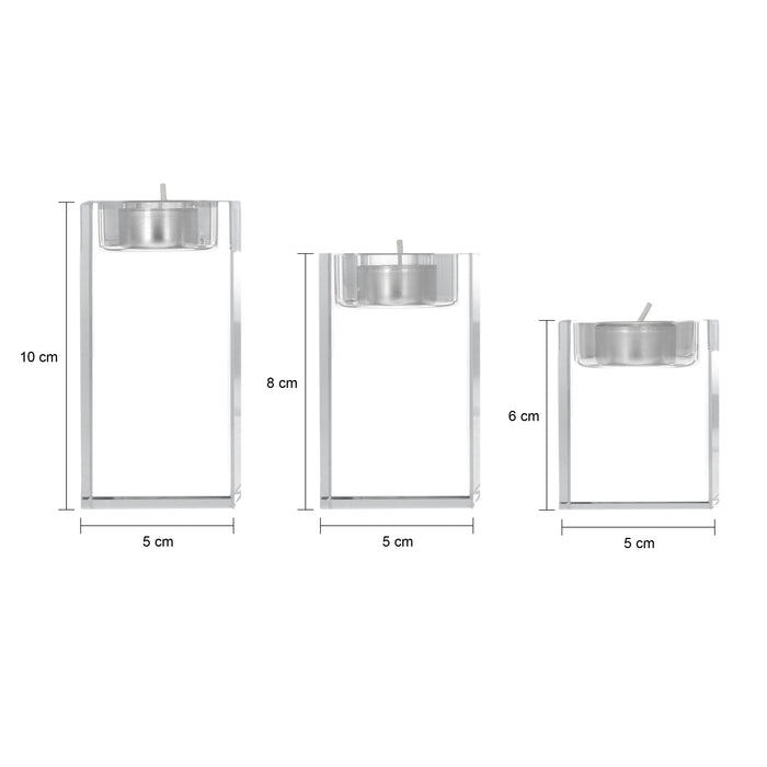 QUVIO Waxinelichthouder - Set van 3 - Glas