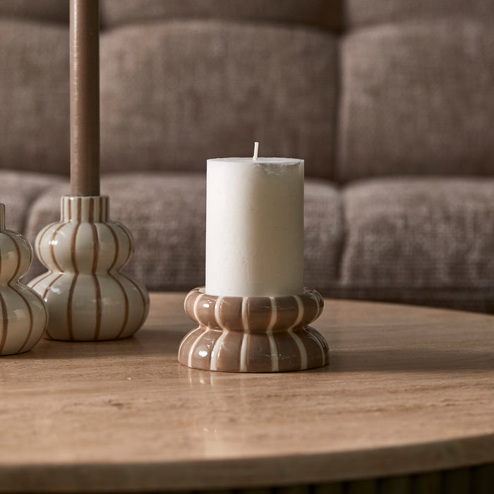 Riviera Maison Kaarsenhouder Stompkaars Bruin - James - Porselein