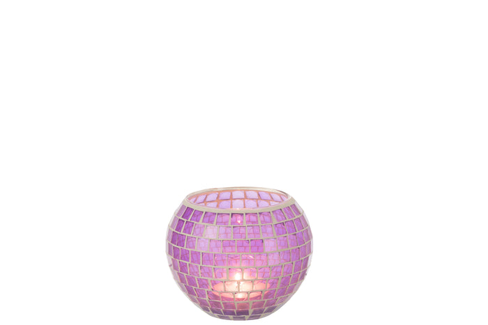 J-Line kaarshouder Mozaiek Rond - glas - paars - large