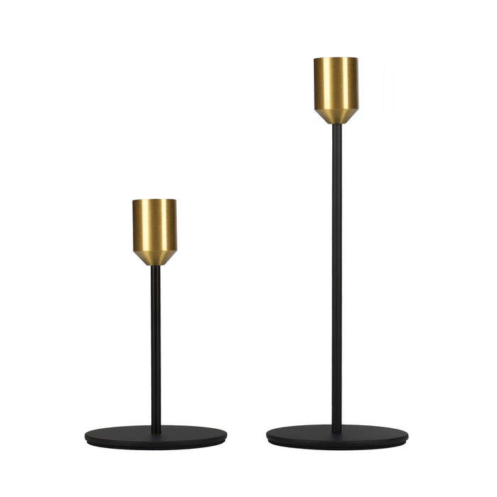 QUVIO Kaarsenstandaard - set van 2 - Metaal - Zwart en Goud