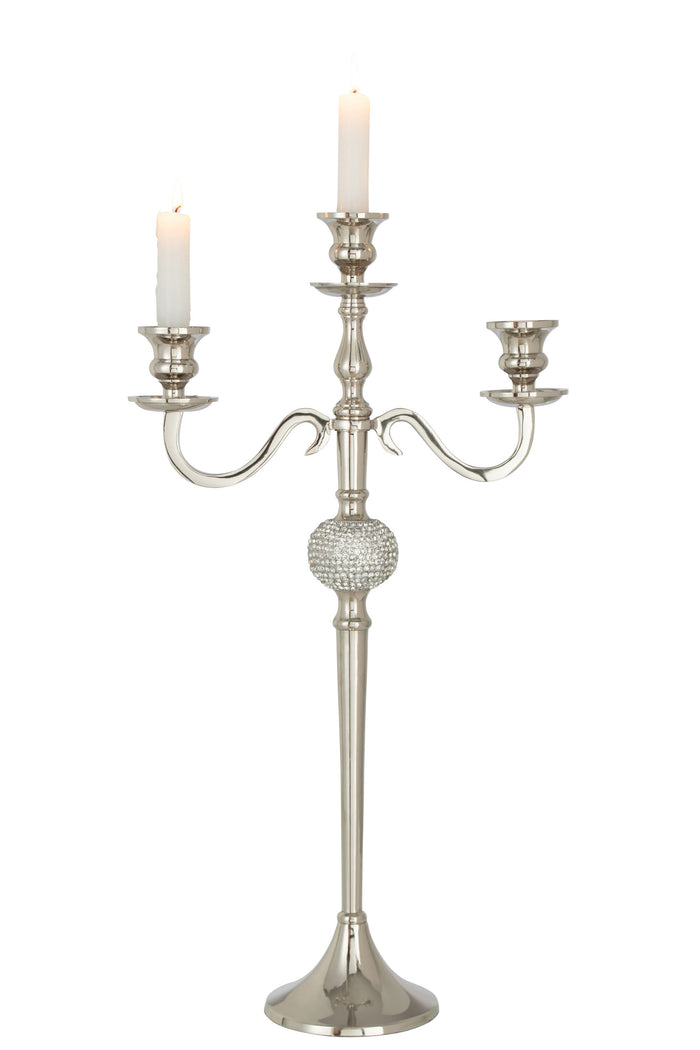 J-Line kandelaar 3 Armen Diamant - aluminium - zilver