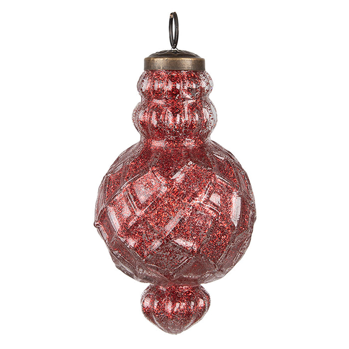 Clayre & Eef Kerstbal Set van 4 Ø 8x15 cm Rood Glas