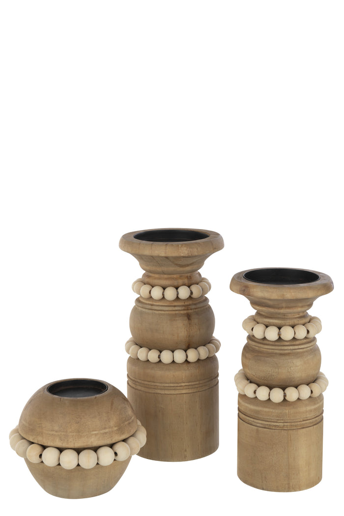 J-Line kerstbal Harten Parels - glas - lichtroze - doos van 6