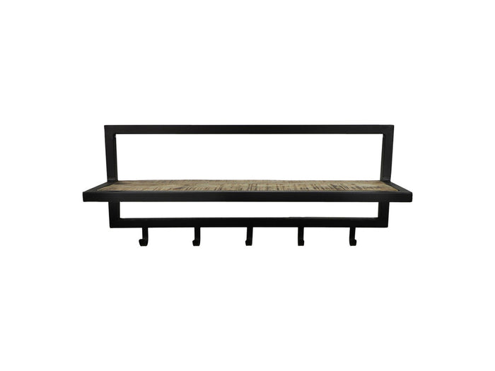 Kapstok - 66x17x28 - Naturel|zwart - Mangohout|metaal