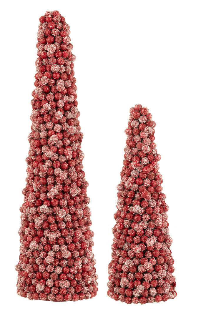 J-Line decoratie Kegel Bessen - kunststof - rood - large