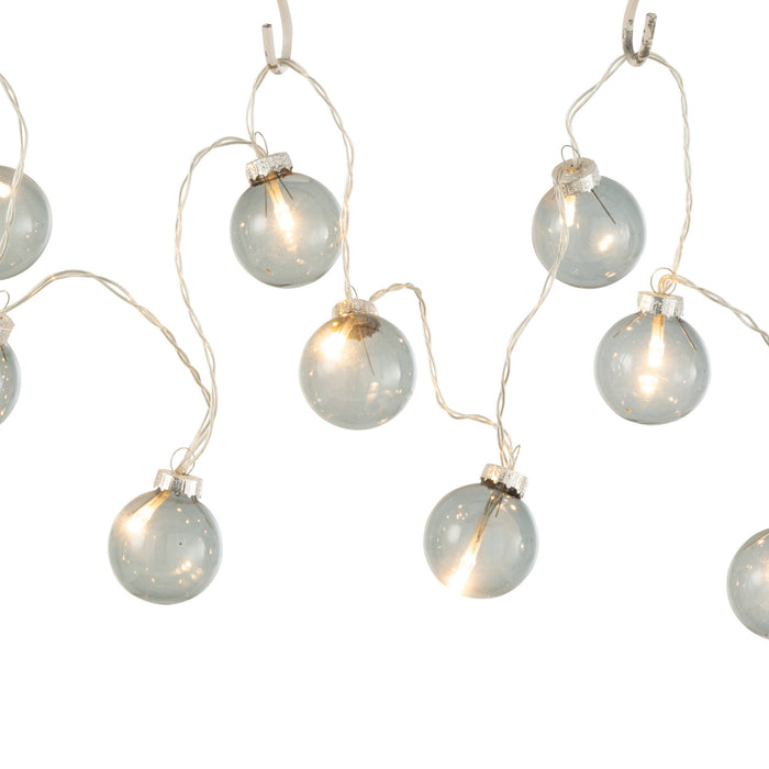 J-Line slinger 10 Ballen + Effen - glas - donkergrijs - LED lichjtes