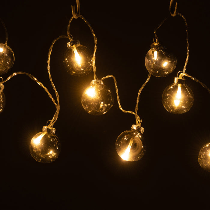 J-Line slinger 10 Ballen + Effen - glas - donkergrijs - LED lichjtes