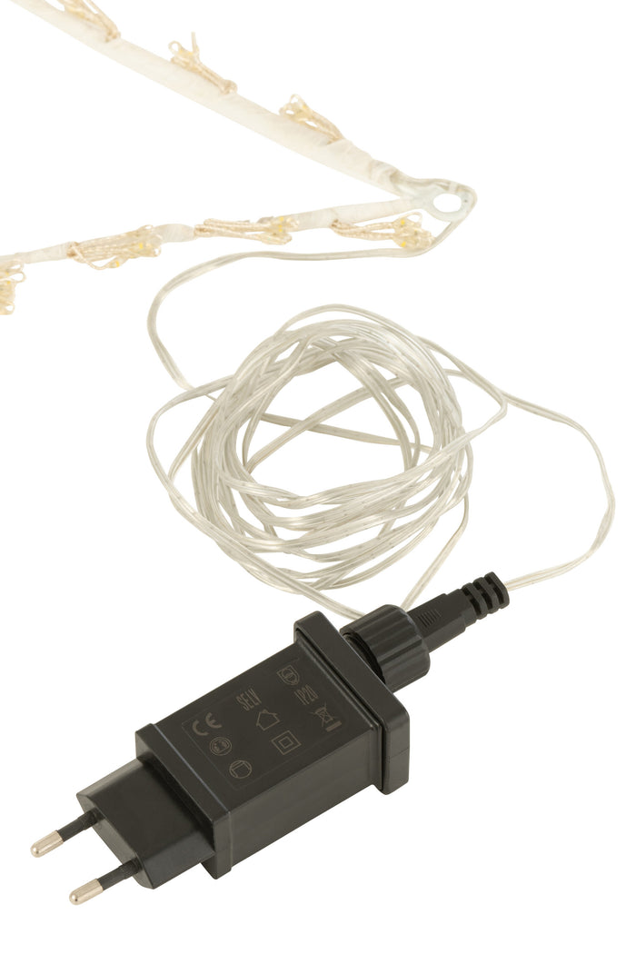 J-Line decoratie Ster - metaal - wit - small - LED lichtjes