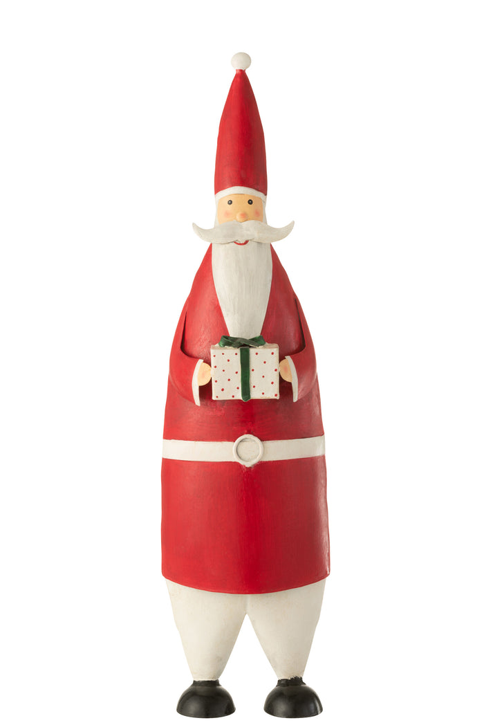 J-Line kerstfiguur Kerstman - ijzer - wit|rood - large