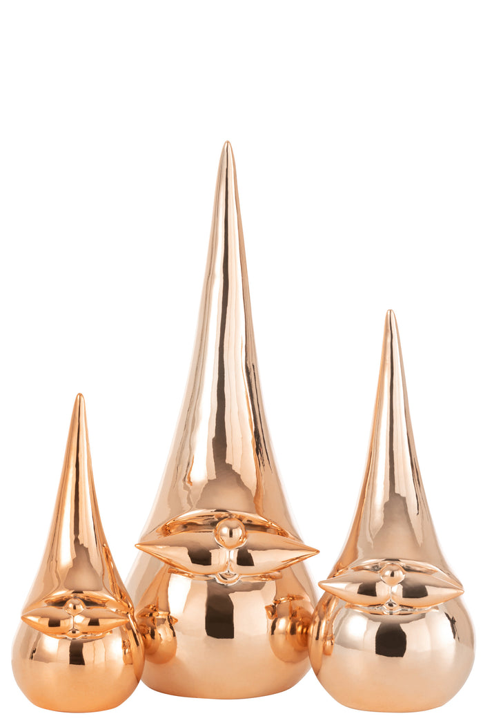 J-Line figuur Kerstman Modern - porselein - koper - large