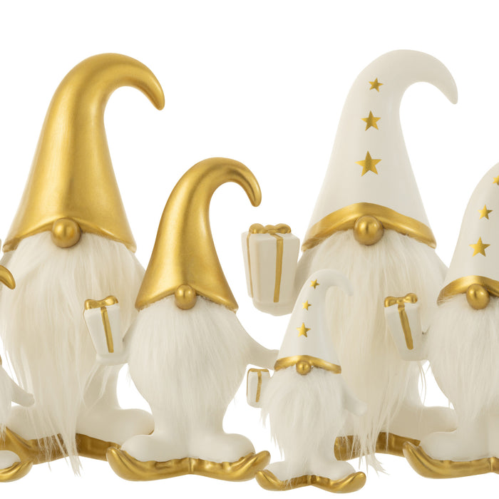 J-Line figuur Kerstman Cadeau Vacht Dolomiet - porselein - wit|goud - large - 2 stuks