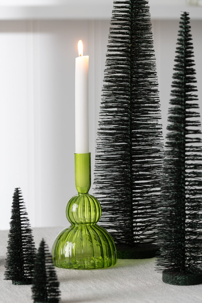 J-Line decoratie Kerstboom Glitter - kunststof - donkergroen