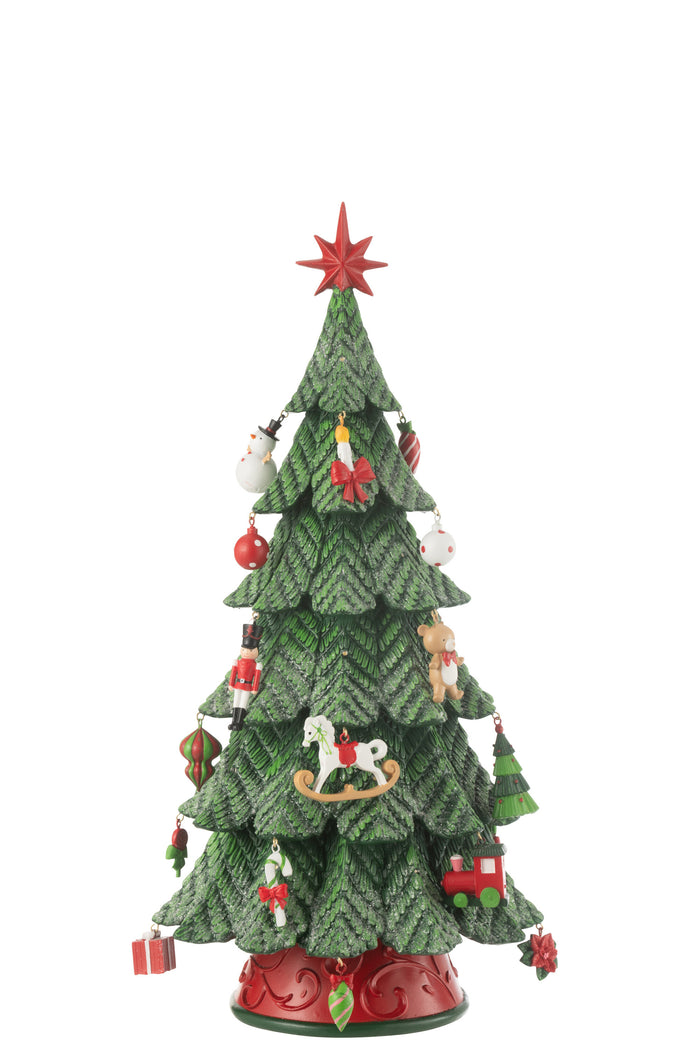 J-Line decoratie Kerstboom Ornamenten - polyresin - mix - small - LED lichtjes