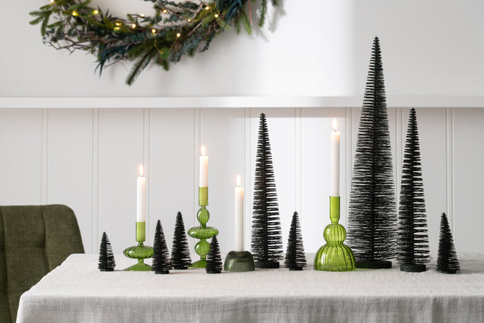 J-Line decoratie Kerstboom Glitter - kunststof - donkergroen