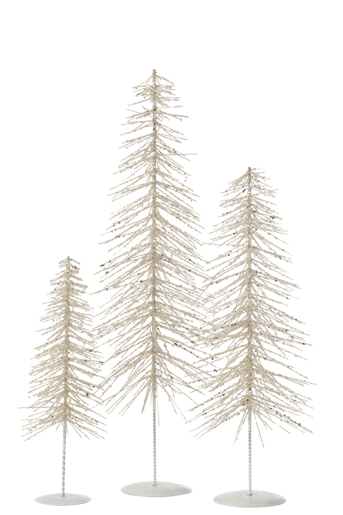 J-Line decoratie Kerstboom Glitter - metaal|kunststof - wit