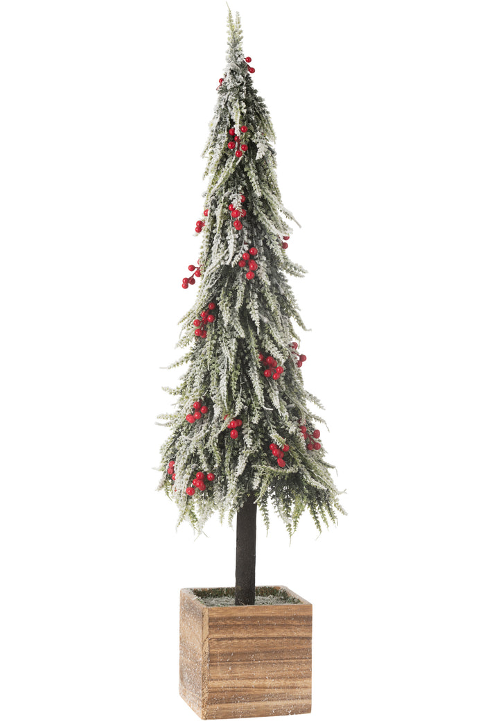 J-Line decoratie kerstboom Sneeuw - kunststof - groen|rood -