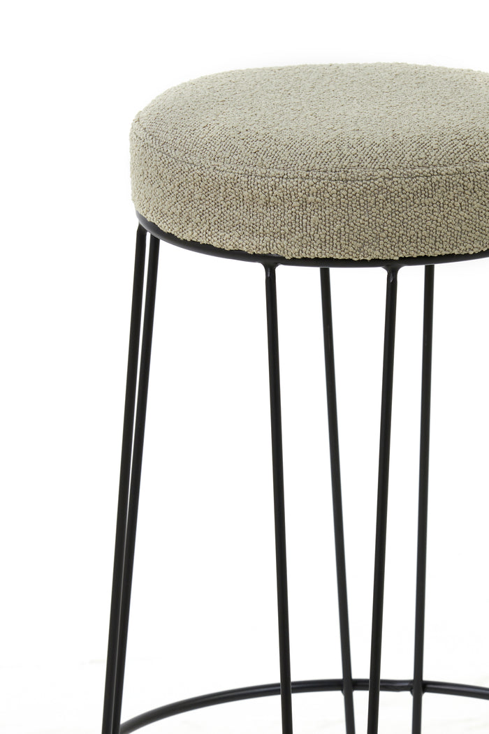 Light & Living Light&living Barkruk Ø41x73 cm ALICE bouclé zand-zwart