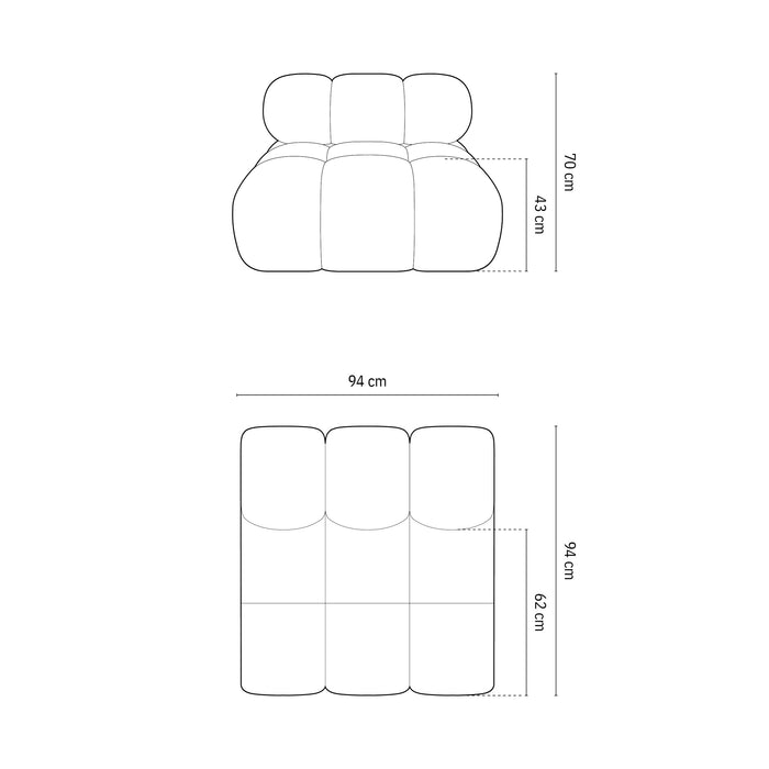 Milo Casa Tropea Modulair Bank Element - Middenstuk - Bordeauxrood